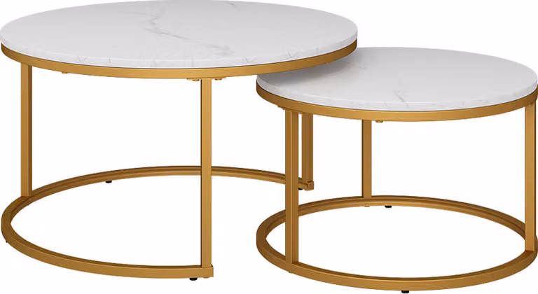Tavolino da divano Vicco Montreal Bianco/Oro 77 x 40 cm 2 parti, Model 41523