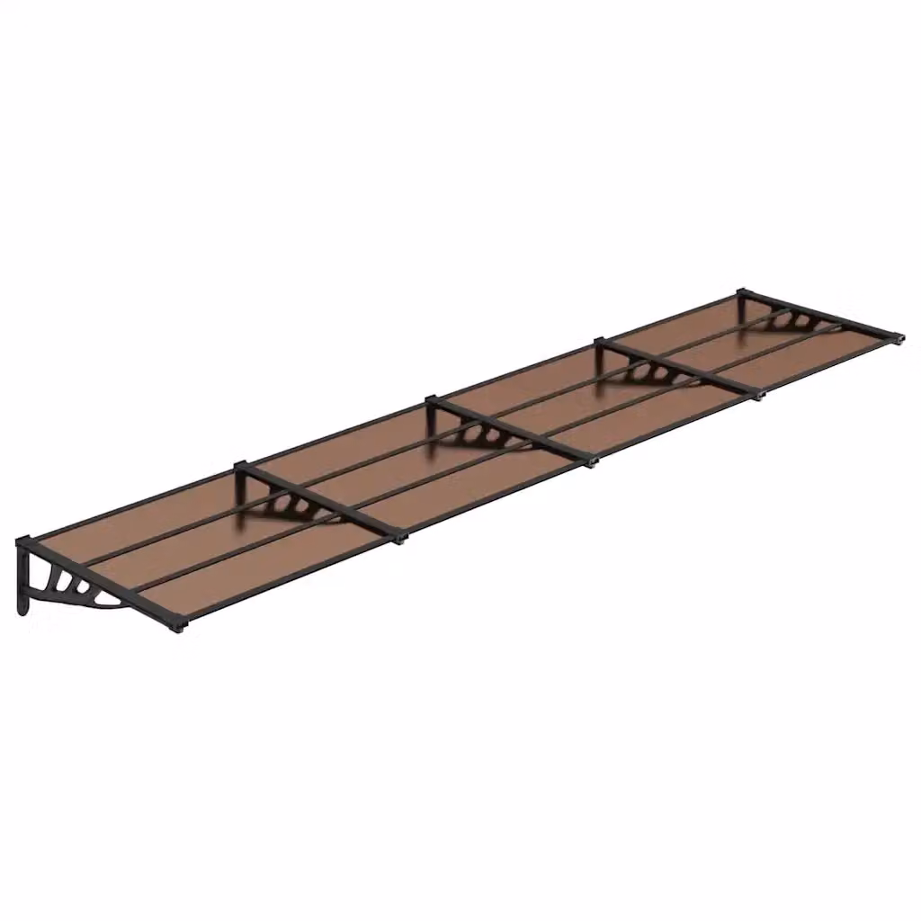 Tettoia per porta vidaXL in policarbonato e alluminio nera L: 396 cm, P: 90 cm, H: 27,5 cm – 2