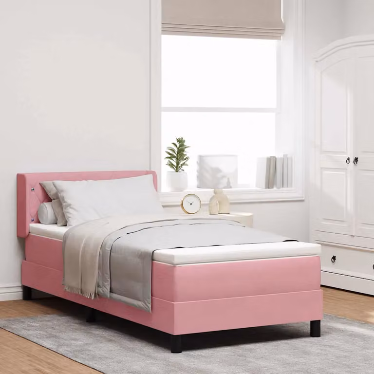 Letto ibrido con testiera in velluto rosa vidaXL L/P: 90 x 190 cm