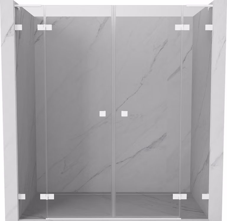 Mexen Lunar L Duo porte doccia battenti 200 cm, trasparenti, bianche - 834DL-200-000-20-00