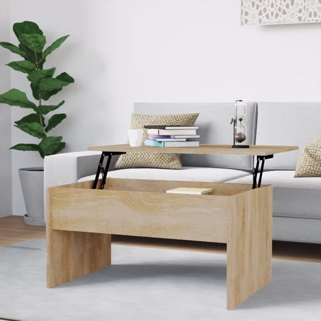 vidaXL Tavolino da caffè Sonoma oak 80x50,5x41,5 cm - Tavolino da caffè - Tavolini da caffè - Tavolino da caffè regolabile in altezza - Tavolino laterale
