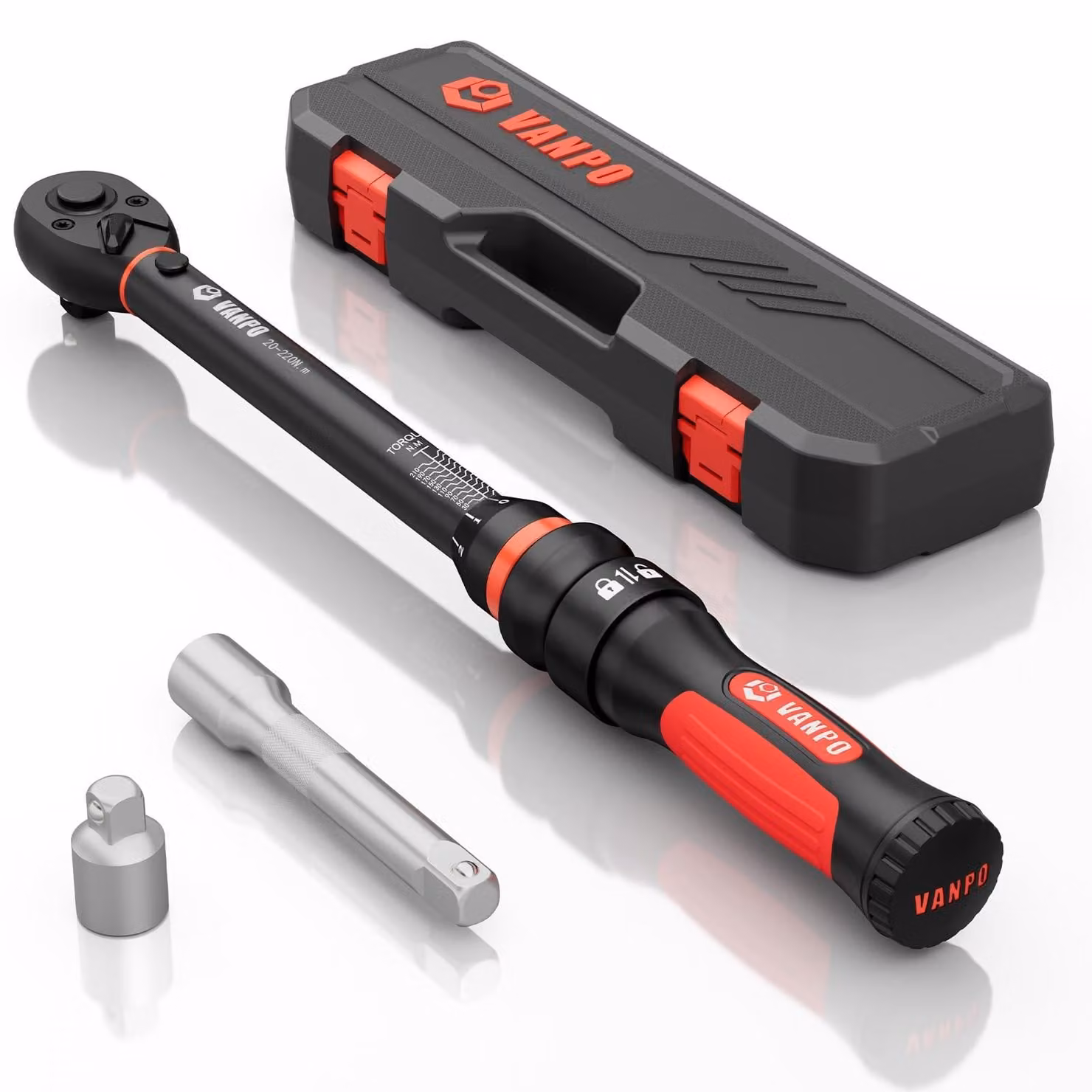 Solidchoice - Chiave dinamometrica da 1/2 pollice, 20-220 Nm, con prolunga e adattatore per la manutenzione