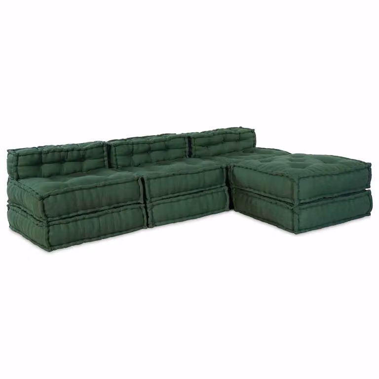 vidaXL Unità di Divano Modulare a L in Tessuto Verde Moderno L/P/H: 210 x 140 x 56 cm