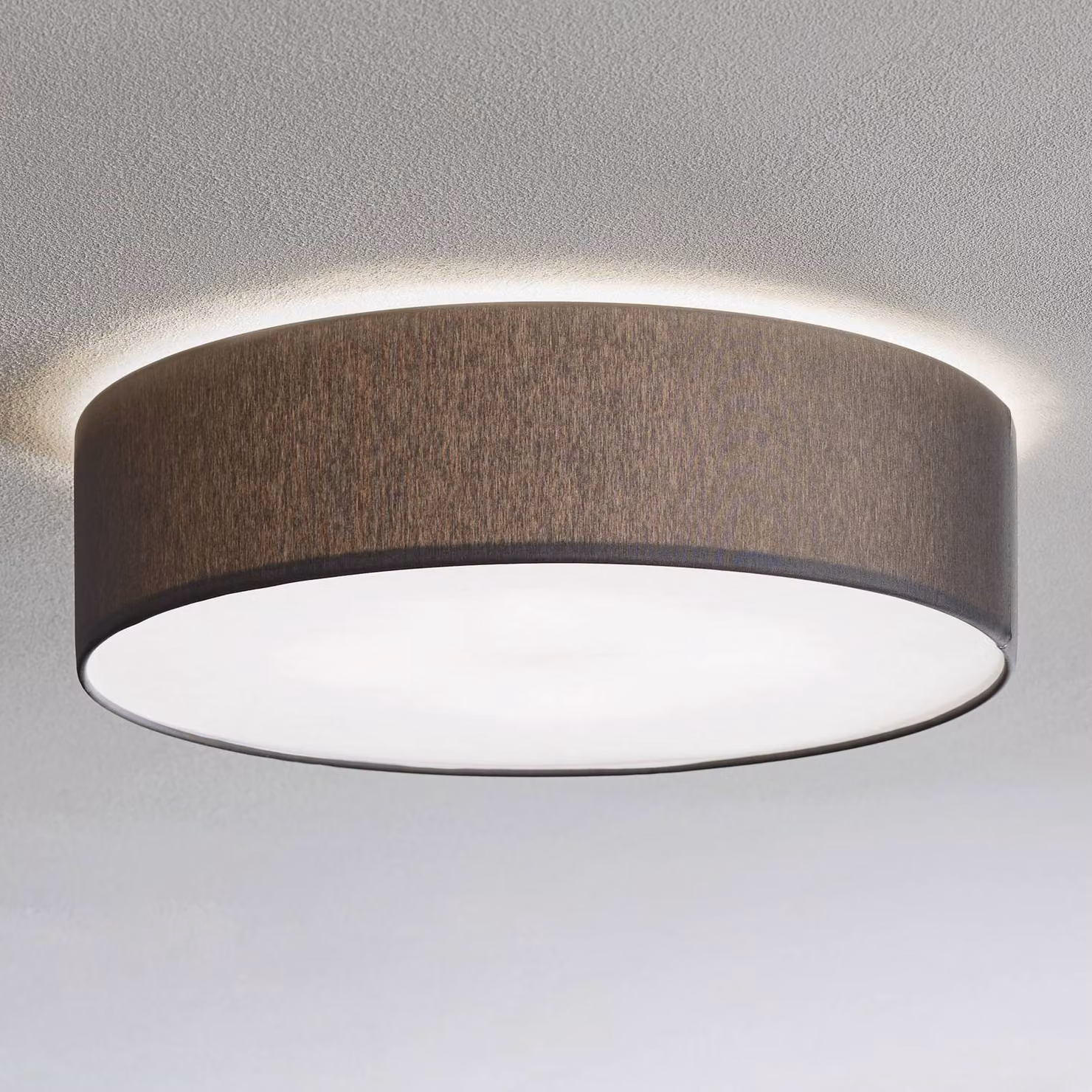 Plafoniera soffitto Rondo TK Lighting, dimmerabile, Alluminio / Grigio / Zincato, Camera da letto, Tessuto / Stoffa / Seta, Moderno, Plafoniera