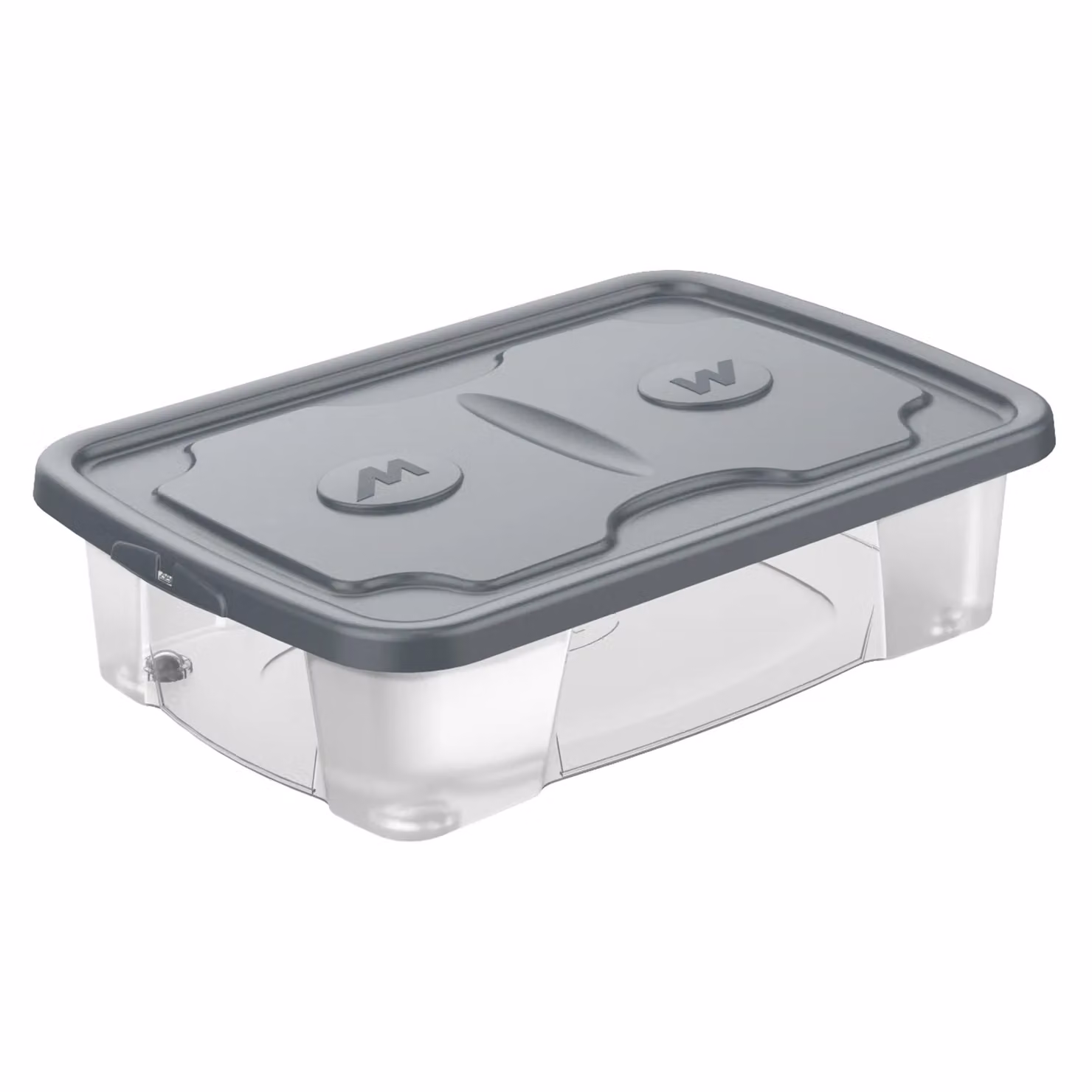 M-HOME Contenitore Trasparente con Coperchio SimplyBox 3 da 23,5 Litri, Colore Antracite, H 16 cm x L 39 cm x P 59 cm – 1