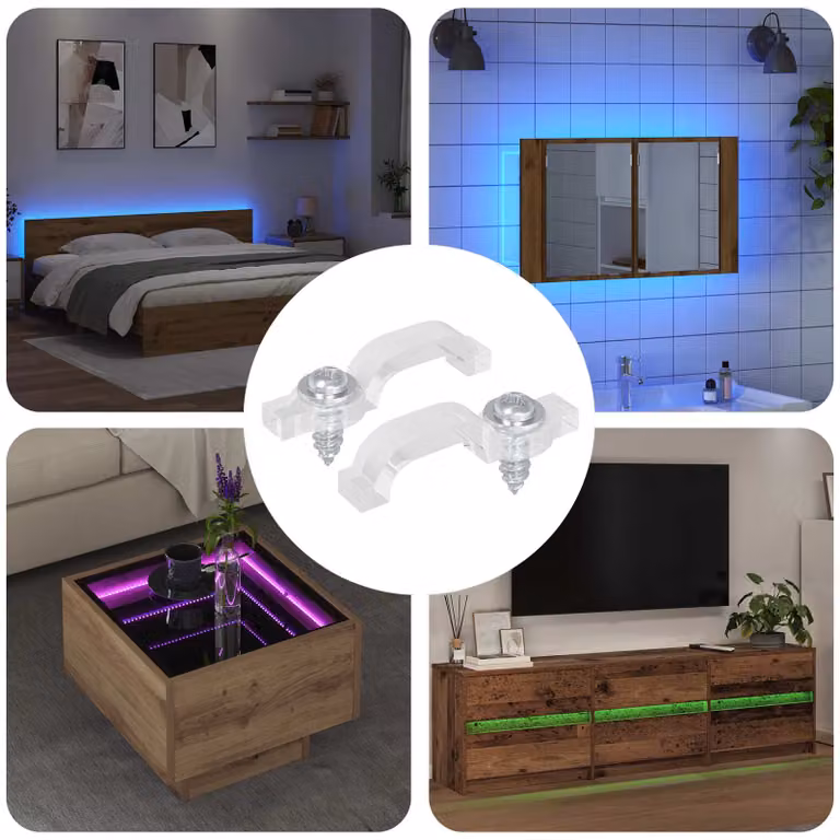 Set di 2 clip per striscia LED vidaXL in plastica e metallo trasparente da 23,8 mm