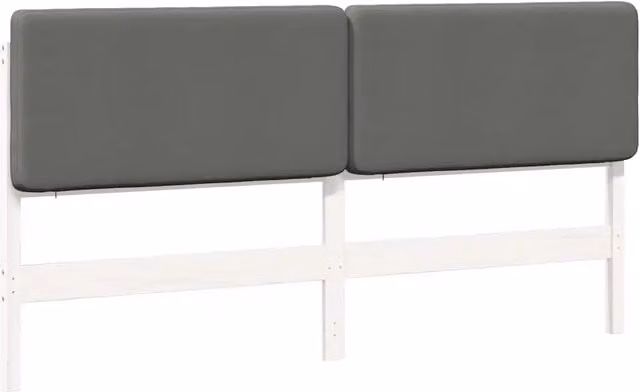Testata imbottita moderna in pino massello bianco e grigio per camera da letto, L: 205,5 cm, H: 84,5 cm, P: 12 cm