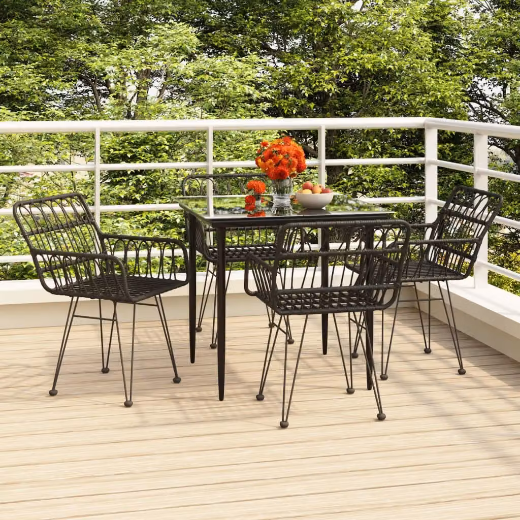 Maison Exclusive - Set da pranzo da giardino 5 pezzi in polyrattan nero