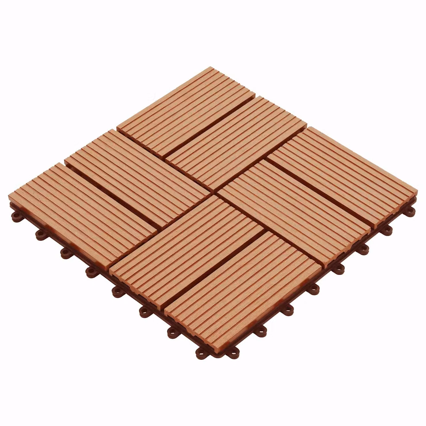 Set di 11 piastrelle per decking vidaXL in WPC color teak riciclato, L/P: 30 x 30 cm