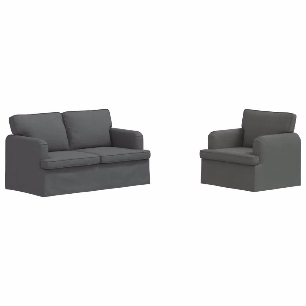 Set di 2 divani moderni vidaXL in tessuto grigio scuro con struttura in metallo L: 144 cm, P: 80 cm, H: 85 cm – 2