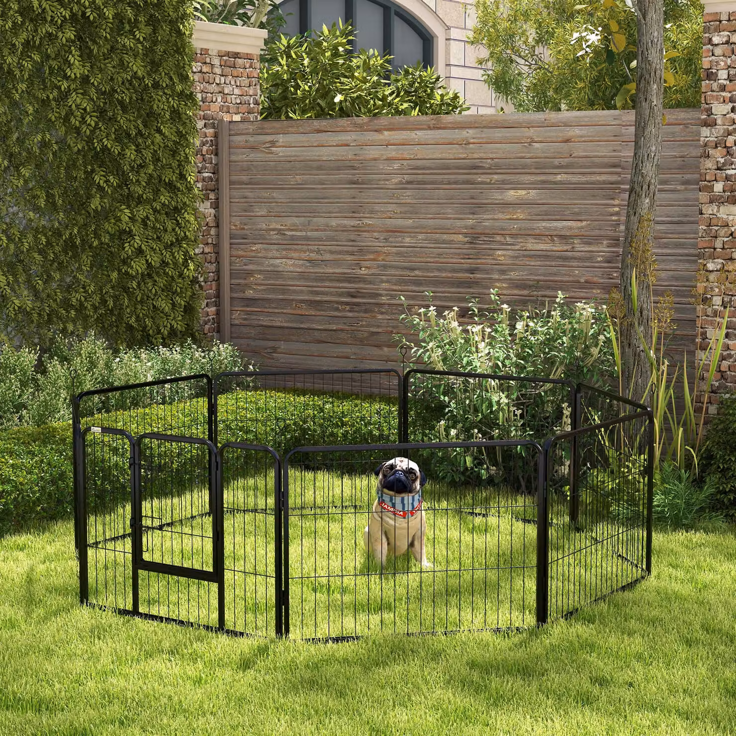 PawHut Recinto per Cani Modulabile a 8 Pezzi in Acciaio per Interno ed Esterno, Nero, L: 80 cm, P: 60 cm – 2
