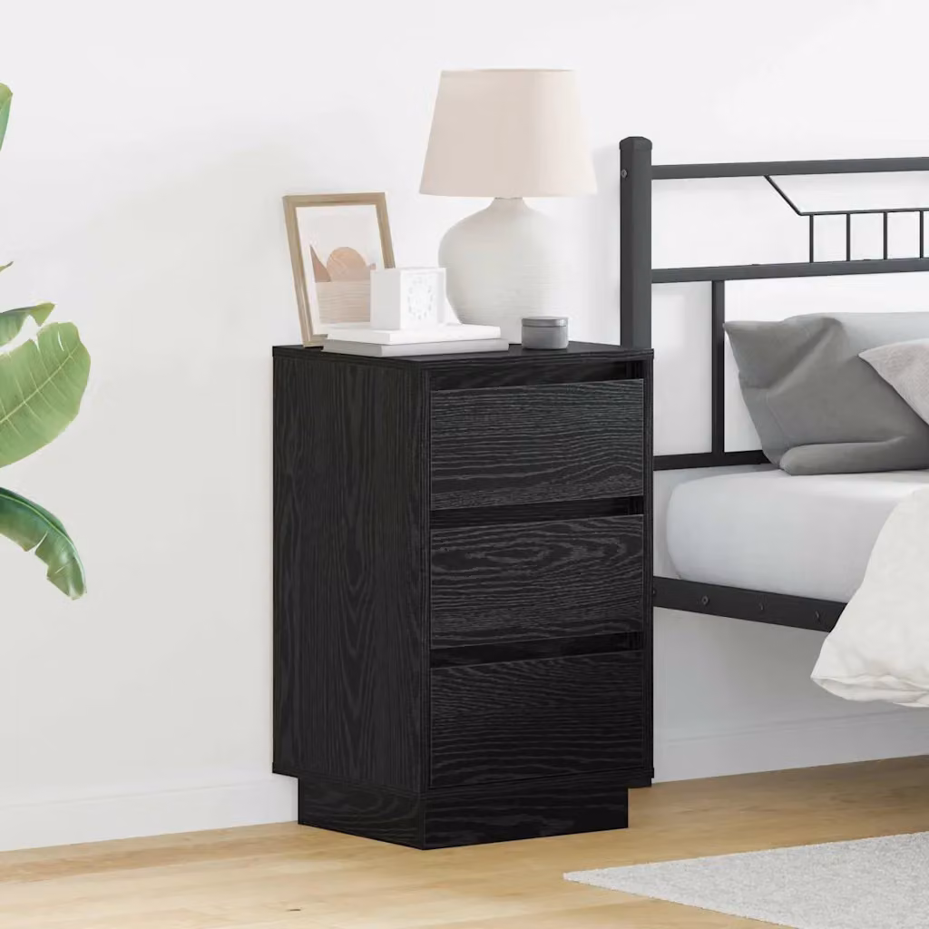 Armadio da Notte Moderno vidaXL in MDF Nero Opaco L: 39 cm, P: 34,5 cm, H: 65 cm