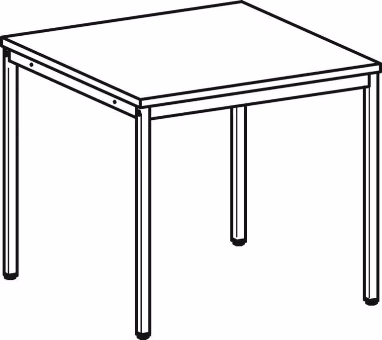 Scrivania, LxPxA 800x800x720 mm, struttura a 4 gambe grigio chiaro, piano grigio chiaro