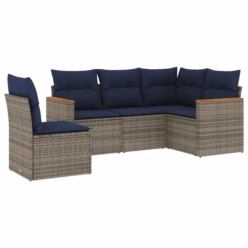 Set di Divani da Giardino a L vidaXL in Polyrattan Grigio con Cuscini e Rivestimenti Rimovibili – 2