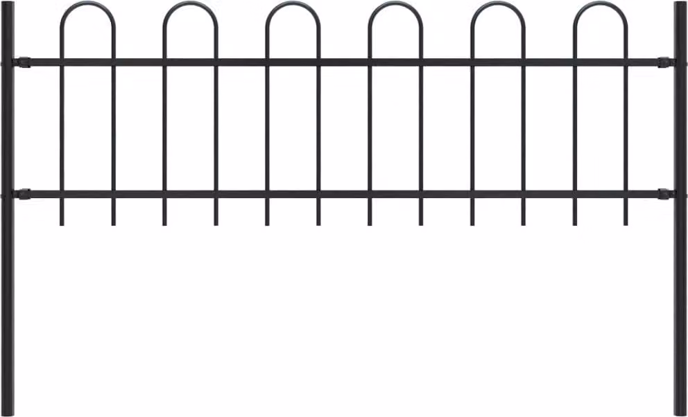 Recinzione da Giardino BOXTEL con Parte Superiore ad Anello in Acciaio 181x60 cm Nero