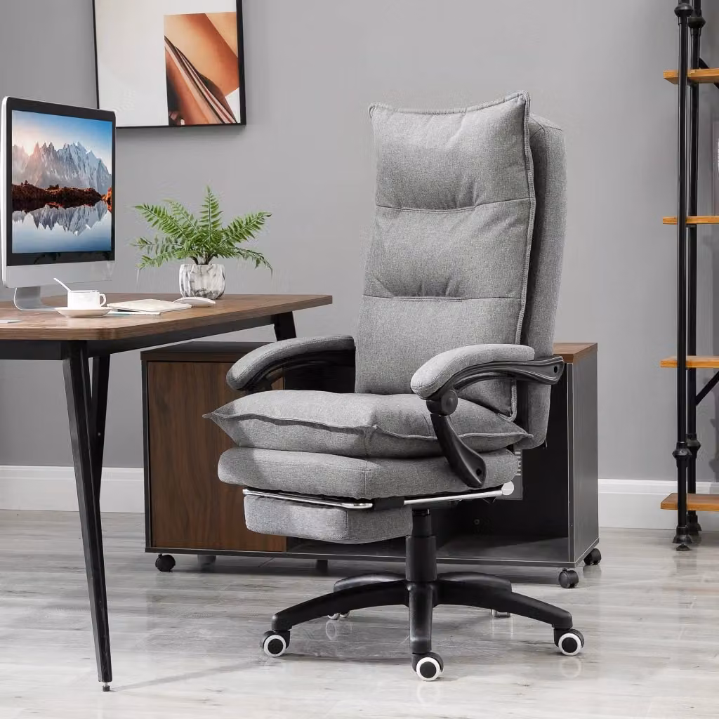 Sedia Poltrona da Ufficio Presidenziale Massaggiante GIORDANOSHOP Grigia con Poggiapiedi e Poggiatesta L: 70 cm, P: 62 cm, H: 120-130 cm – 2
