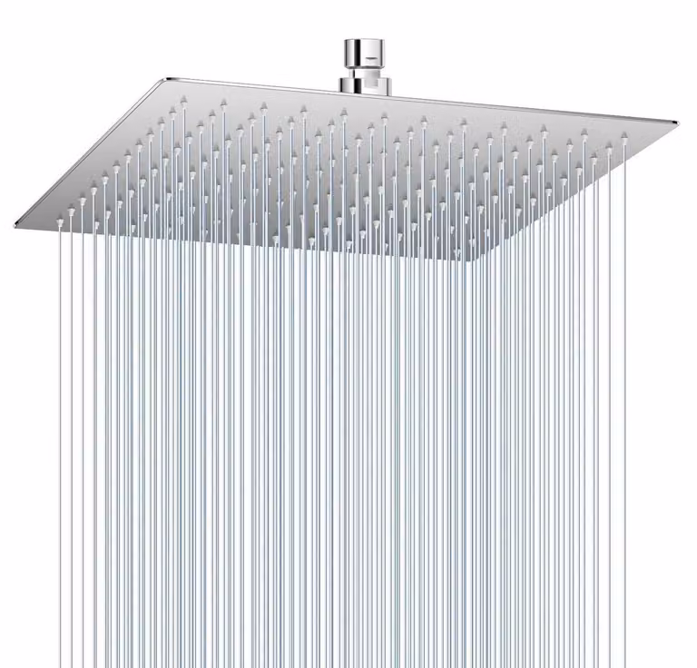 Doccia a pioggia, diametro 30 cm, cromato lucido, acciaio inossidabile 304, a risparmio idrico, con 144 ugelli anticalcare, regolabile a 360°