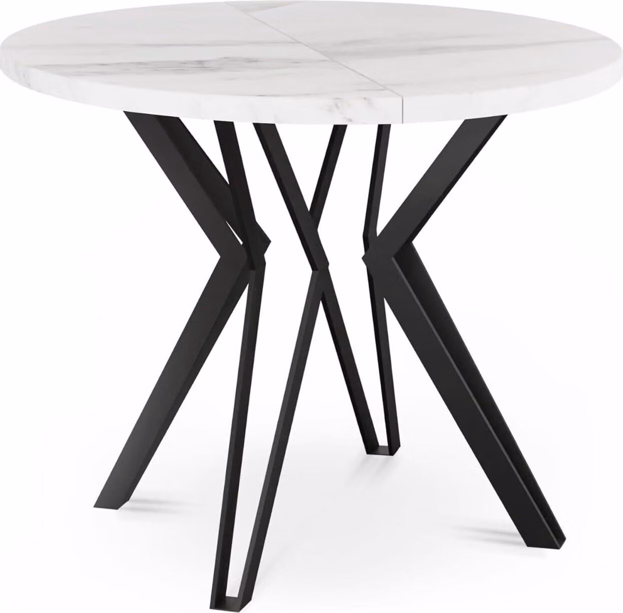 Tavolo rotondo All4All, tavolo da pranzo, tavolo per la sala da pranzo, gambe in metallo, stile industriale, gambe moderne, diametro da 100 a 176/76 cm, 27, marmo bianco