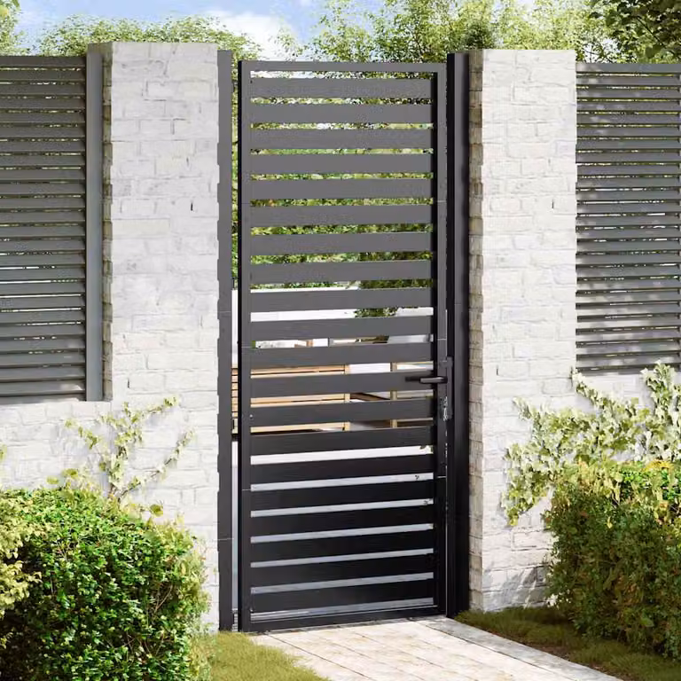 Cancello da giardino con serratura vidaXL in alluminio nero L: 100 cm, H: 200 cm