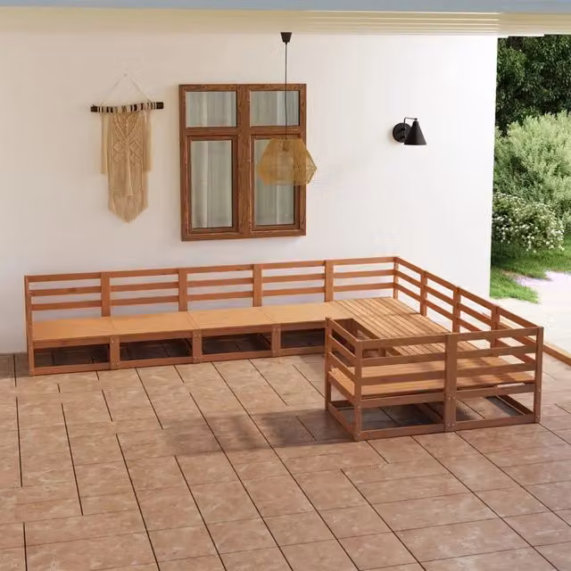 Set Divani da Giardino 9 pz in Legno Massello di Pino 3075987