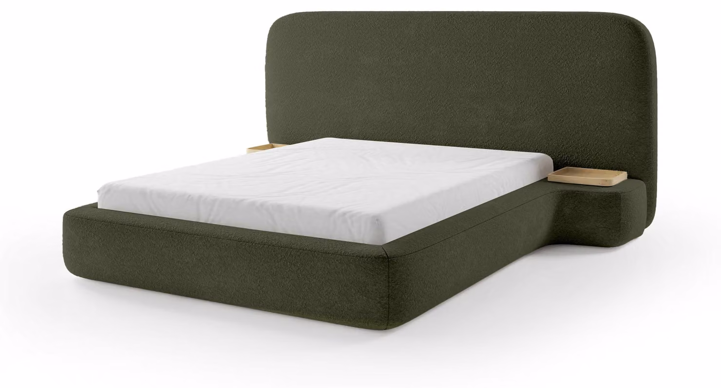 Letto imbottito Genz, colore verde, dimensioni 180 x 200 cm