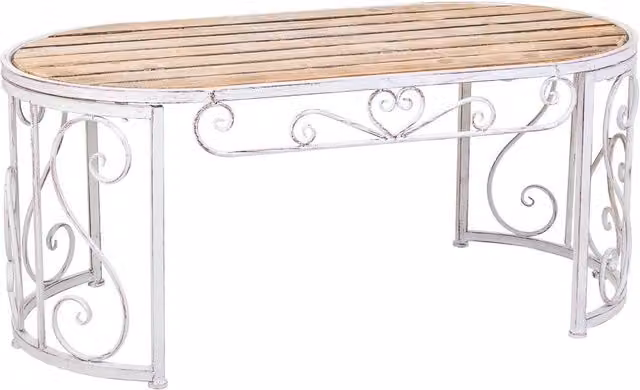 Tavolino ovale in legno di abete WANDERLUST DECO grigio stile shabby chic L: 60 cm, P: 115 cm, H: 50 cm