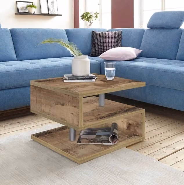 Tavolino a S con Ripiani a Giorno Zeta Acero Pereira, Colore Acero, L/P/H: 55 x 41,5 x 55 cm – 1