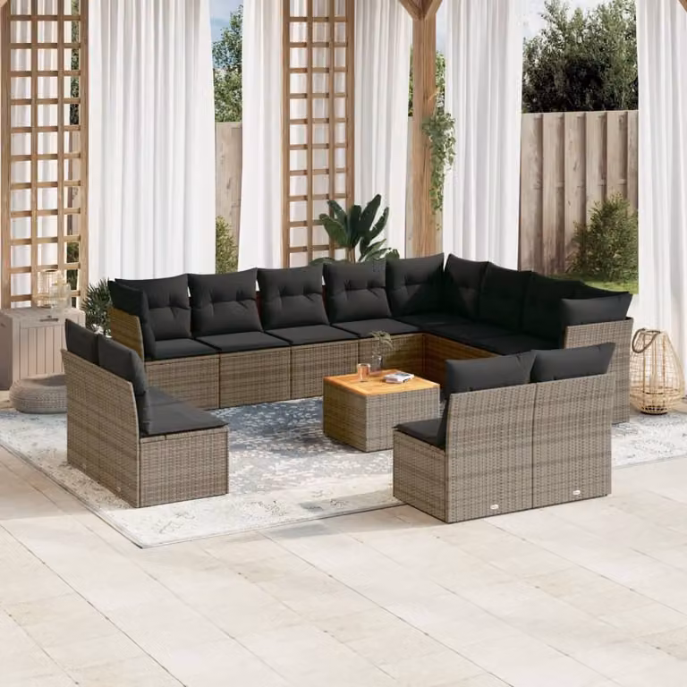 Maison Exclusive - Set Divani da Giardino 13 pz con Cuscini Grigio in Polyrattan