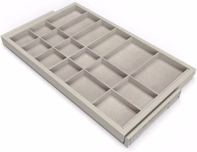 Kit di cassetto organizzatore e telaio a scorrimento con chiusura ammortizzata EMUCA, regolabile, modulo 800 mm, disponibile in grigio, nero o beige