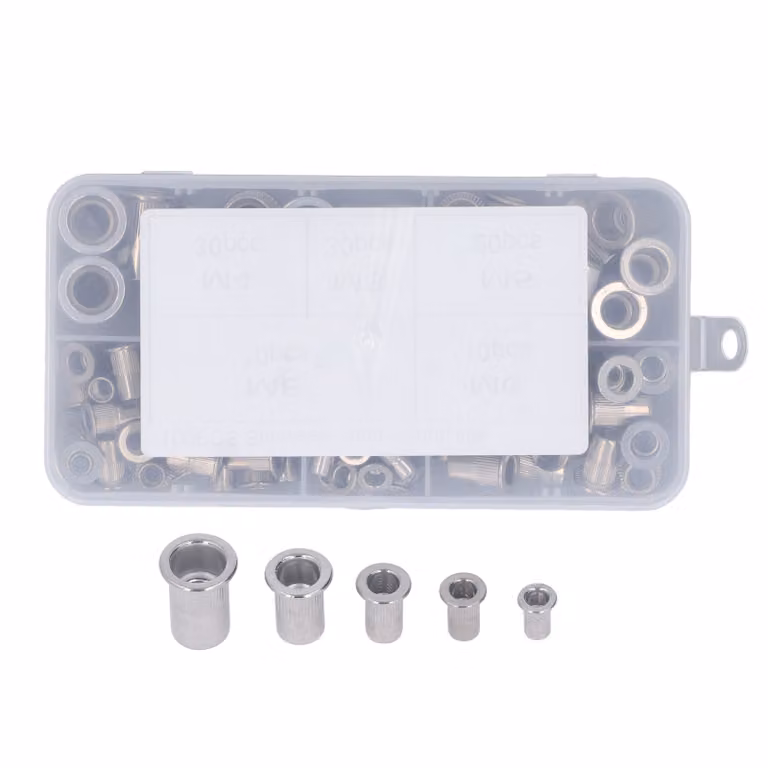 100Pcs Rivetto dado piatto testa rotonda zigrinata M3 M4 M5 M6 M8 in lega di alluminio di fissaggio per il veicolo