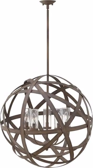 Lampada sospesa esterna Carson Hinkley color marrone in metallo e vetro per giardino e terrazzo con 5x E14
