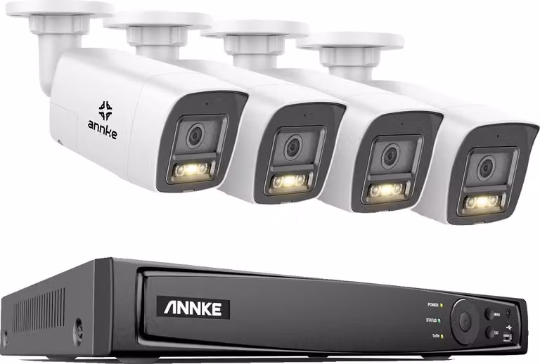 Telecamera di sorveglianza esterna 4K, con illuminazione intelligente a doppio raggio, audio bidirezionale, 4 unità, 0 TB
