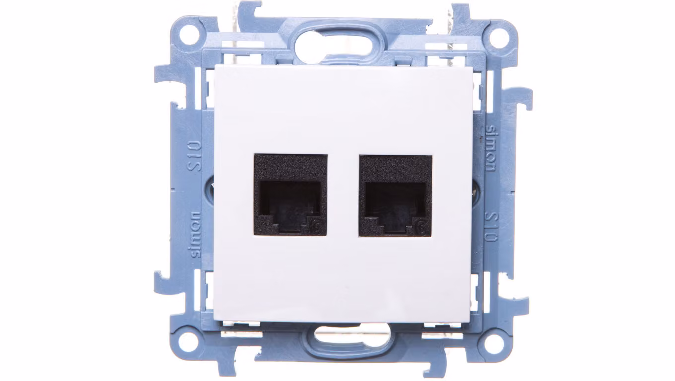 Simon 10 Presa doppia per computer 2xRJ45 cat.6 bianco C62.01/11