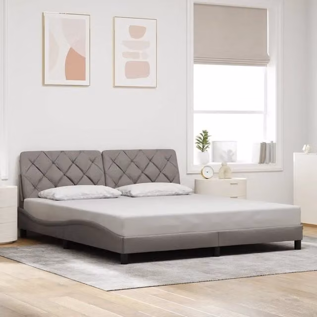 Giroletto vidaXL in tessuto beige e grigio senza materasso L/P: 180 x 200 cm – 1