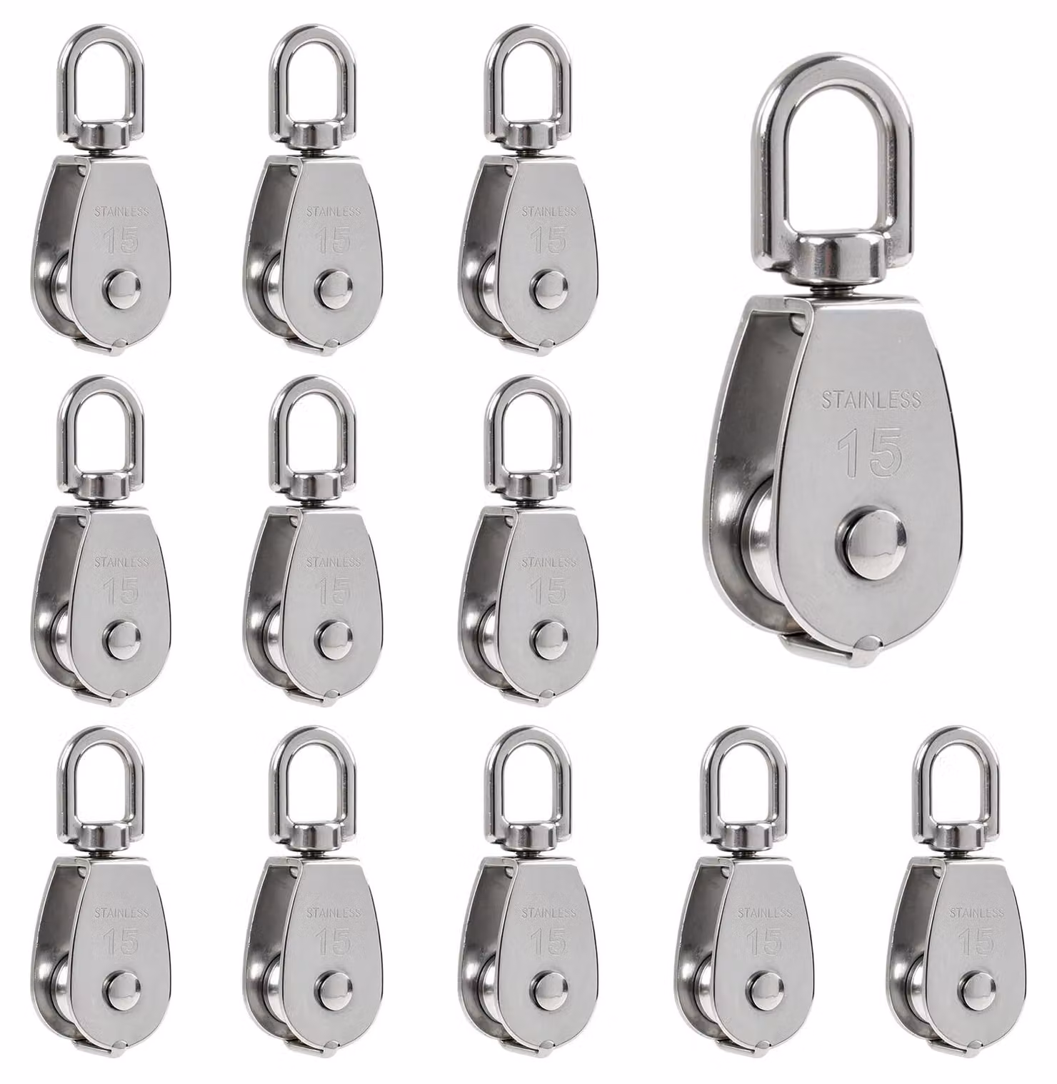 Pulegge di deviazione in acciaio inossidabile, confezione da 12 pezzi, peso 35 kg, diametro 6 mm