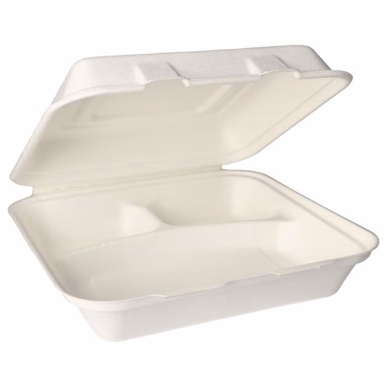 25 scatole per menu, canna da zucchero pura a 3 sezioni 8 cm x 24 cm x 24 cm bianco