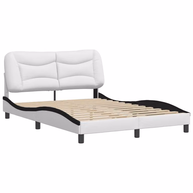Giroletto senza Materasso Hvar Nero e Bianco 140x200 cm in Pelle finta