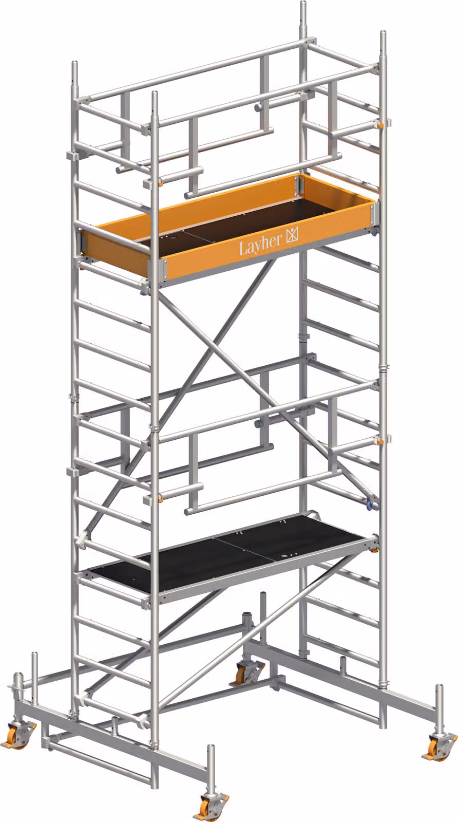 Ponteggio mobile Layher Uni Leicht P2 Safety Plus con doppia ringhiera 5,26 m AH