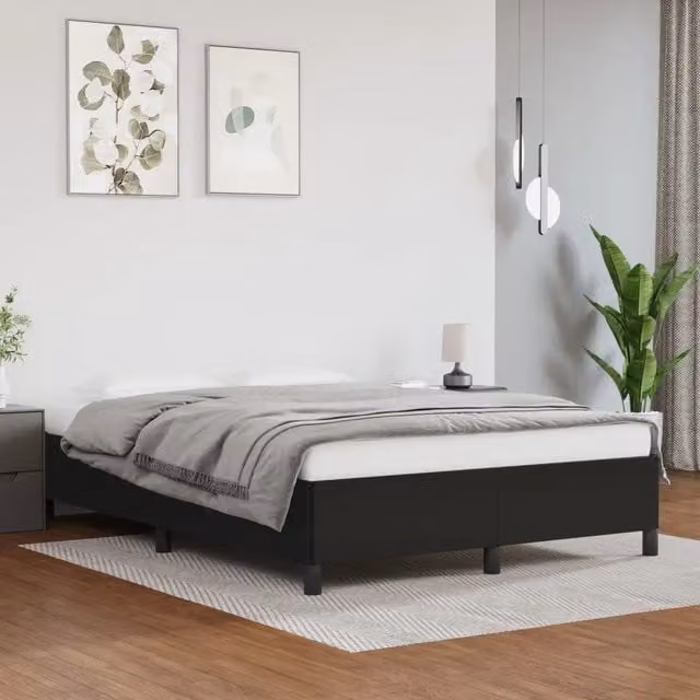 Letto con giroletto vidaXL in similpelle nera, L 140 x P 190 cm – 1