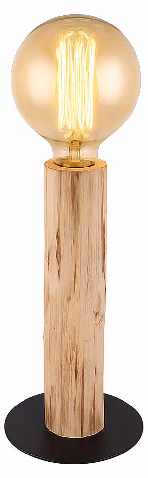 Lampada da tavolo, legno, metallo, nera, con interruttore, altezza 30 cm