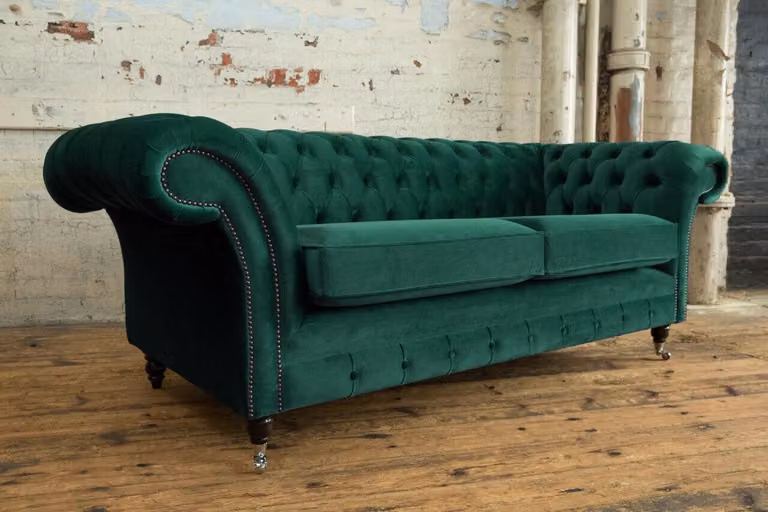 Sofa 3 Sitzer Couch Chesterfield Polster Sitz Garnitur Leder design Samt