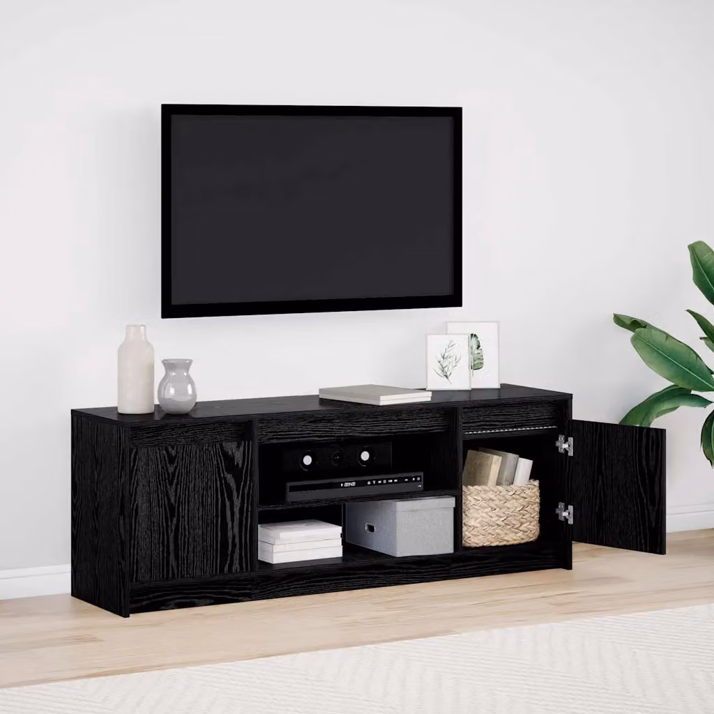 Unità TV vidaXL in legno ingegnerizzato nero, design minimalista, L/P/H: 139,5 x 34 x 50 cm