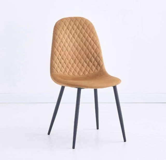 Sedia imbottita Bretta in vellutino colore mostarda e gambe nere set 4 pezzi