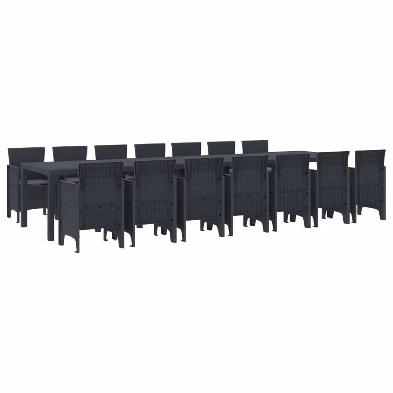 Set da pranzo da giardino vidaXL in rattan antracite con 15 pezzi e cuscini