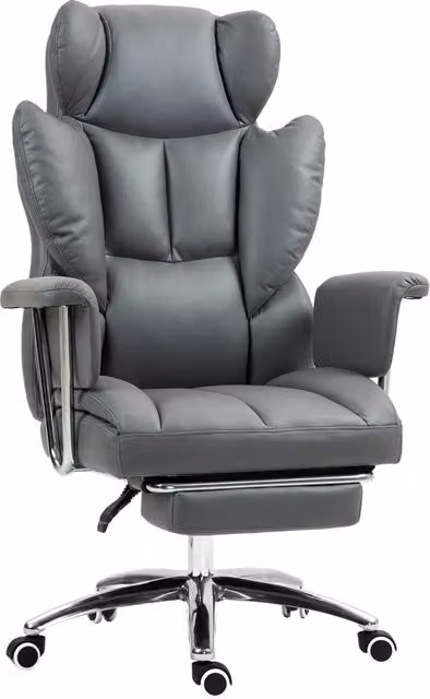 Sedia da ufficio con funzione reclinabile, sedia ergonomica da scrivania, sedia girevole regolabile in altezza con poggiapiedi, imbottita, portata