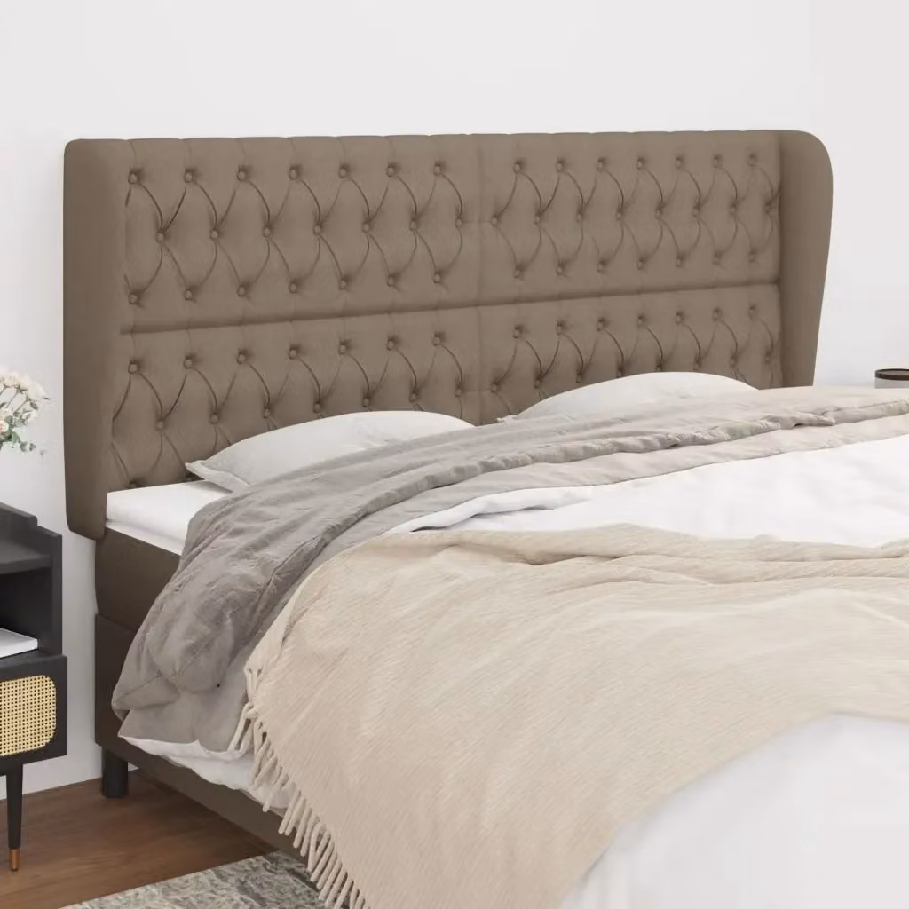 Testata ad orecchio in tessuto beige L: 203 cm, P: 23 cm, H: 118/128 cm – 2