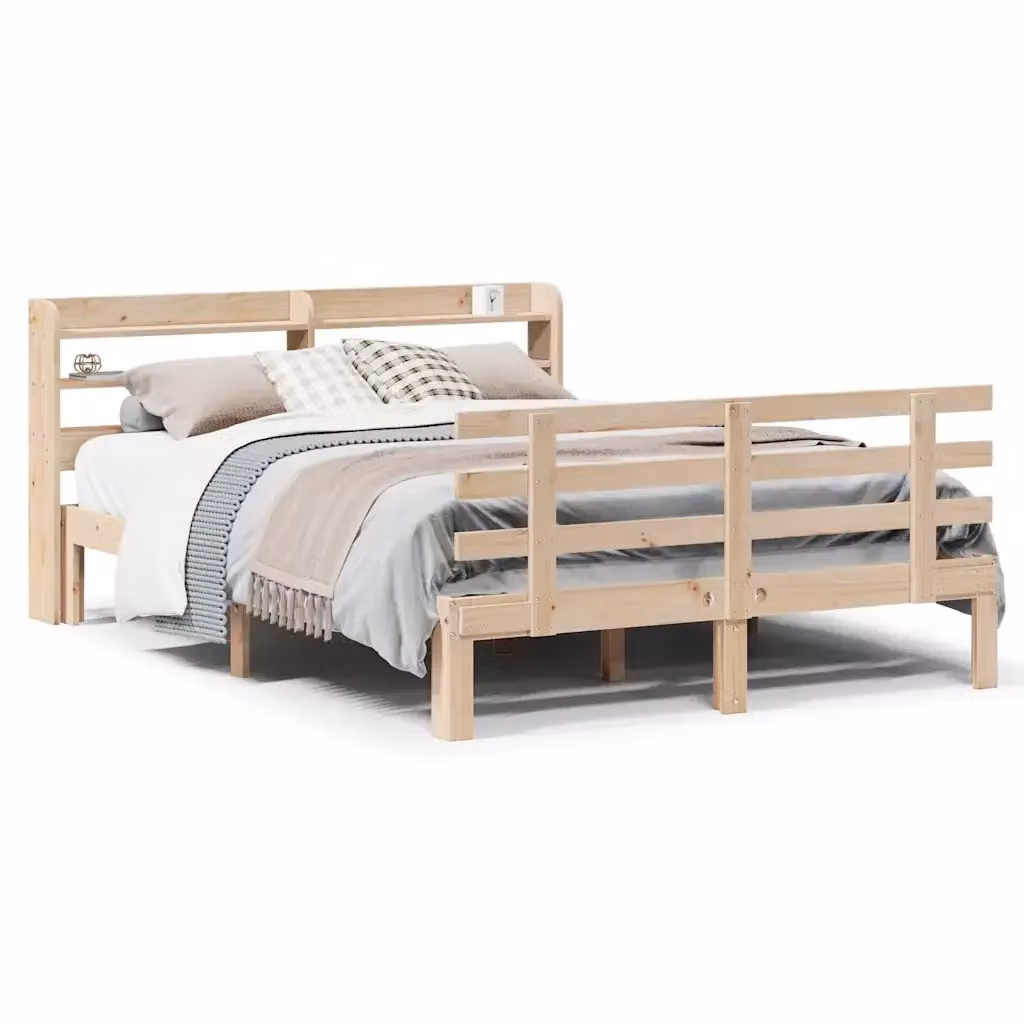 Letto con testiera in legno massello di pino vidaXL marrone L/P/H: 218 x 160 x 150 cm – 2