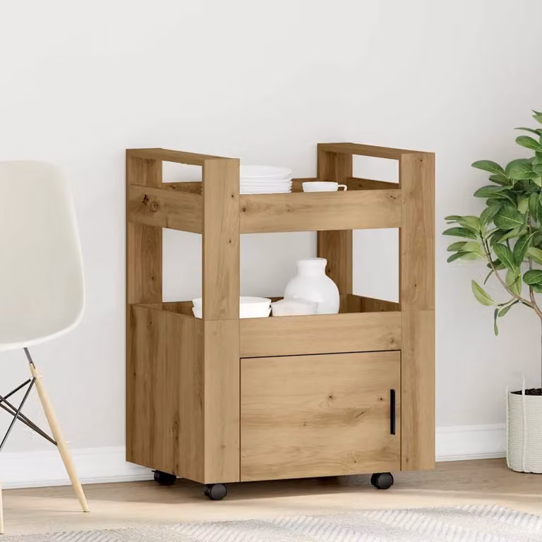 vidaXL Carrello da cucina in legno stile rustico marrone L 60 cm, P 45 cm, H 80 cm