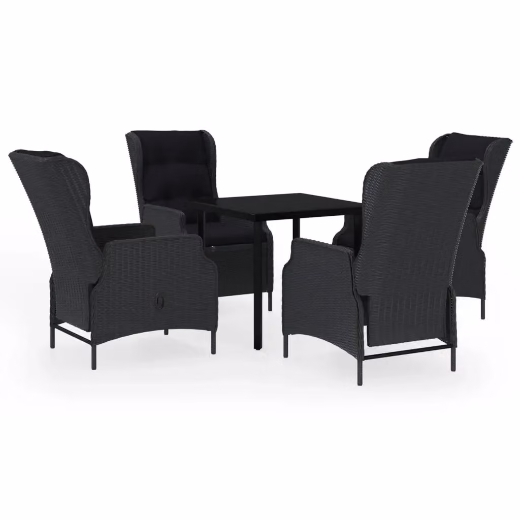 Set da pranzo da giardino moderno vidaXL in metallo e rattan con piano in vetro, 5 pezzi, antracite – 2