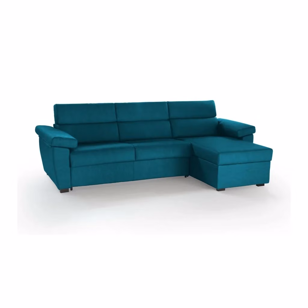 Divano Letto Tolle DMORA con Penisola Sfoderabile Made in Italy, L/P/H: 285 x 160 cm, Colore Azzurro – 2